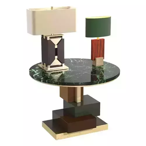 Custom round side table and lamp