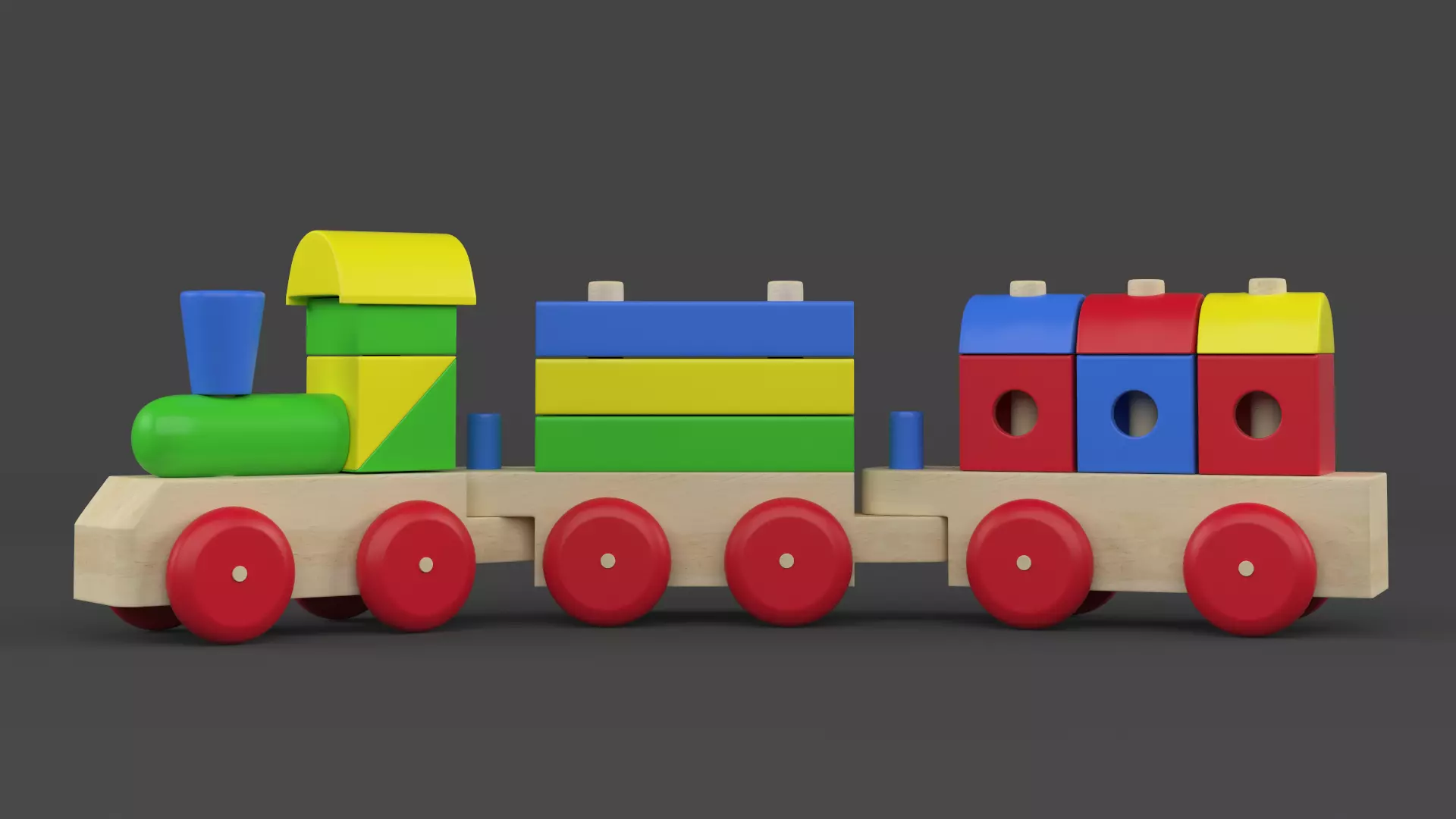 Wooden Toy Train 3D model_0