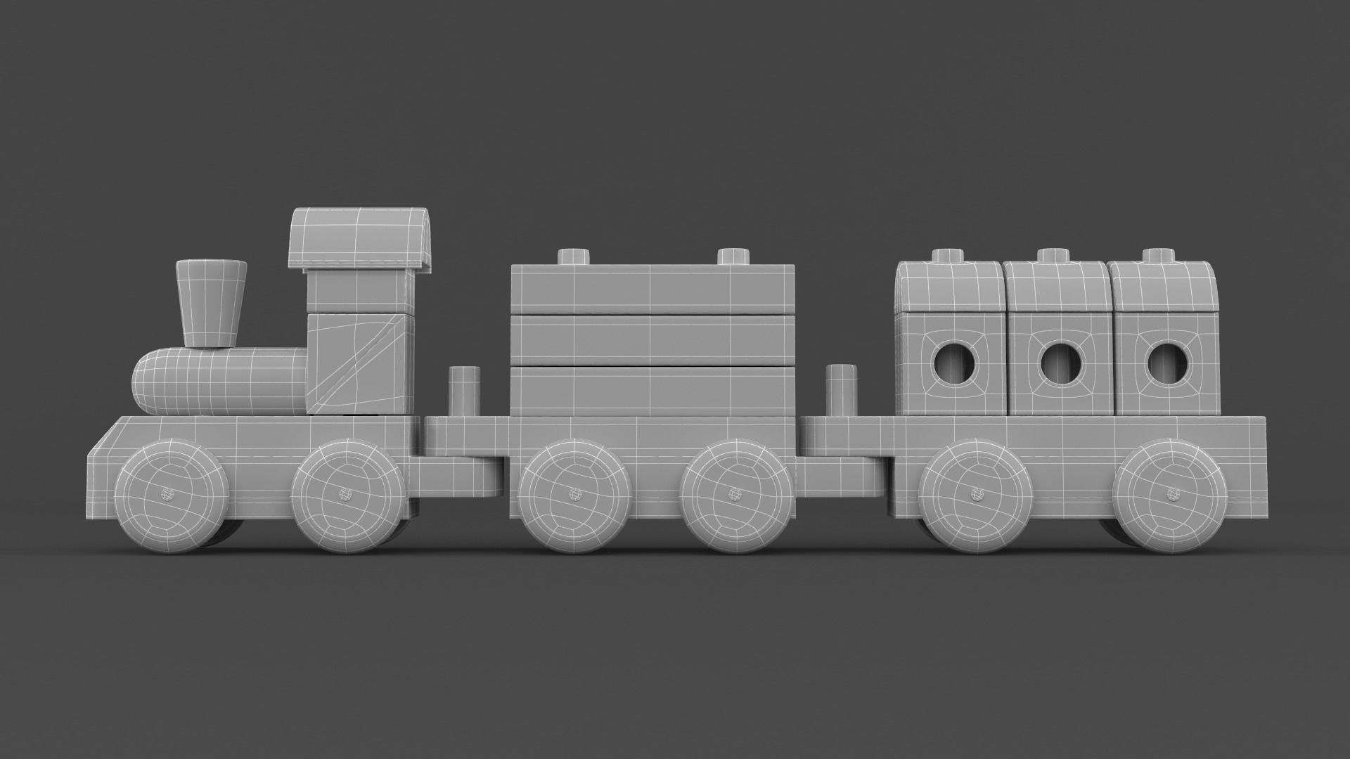 Wooden Toy Train 3D model_7