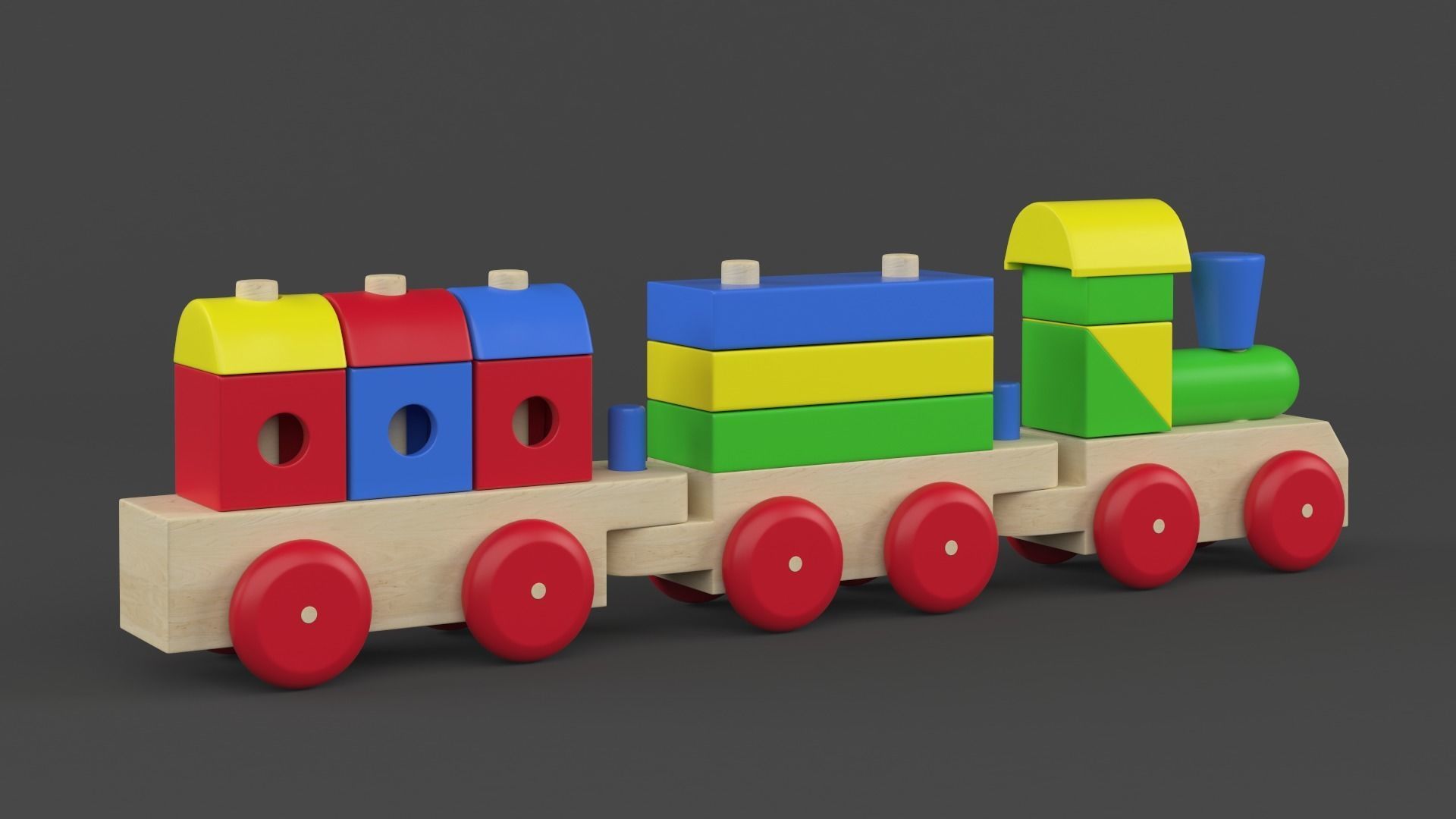 Wooden Toy Train 3D model_4