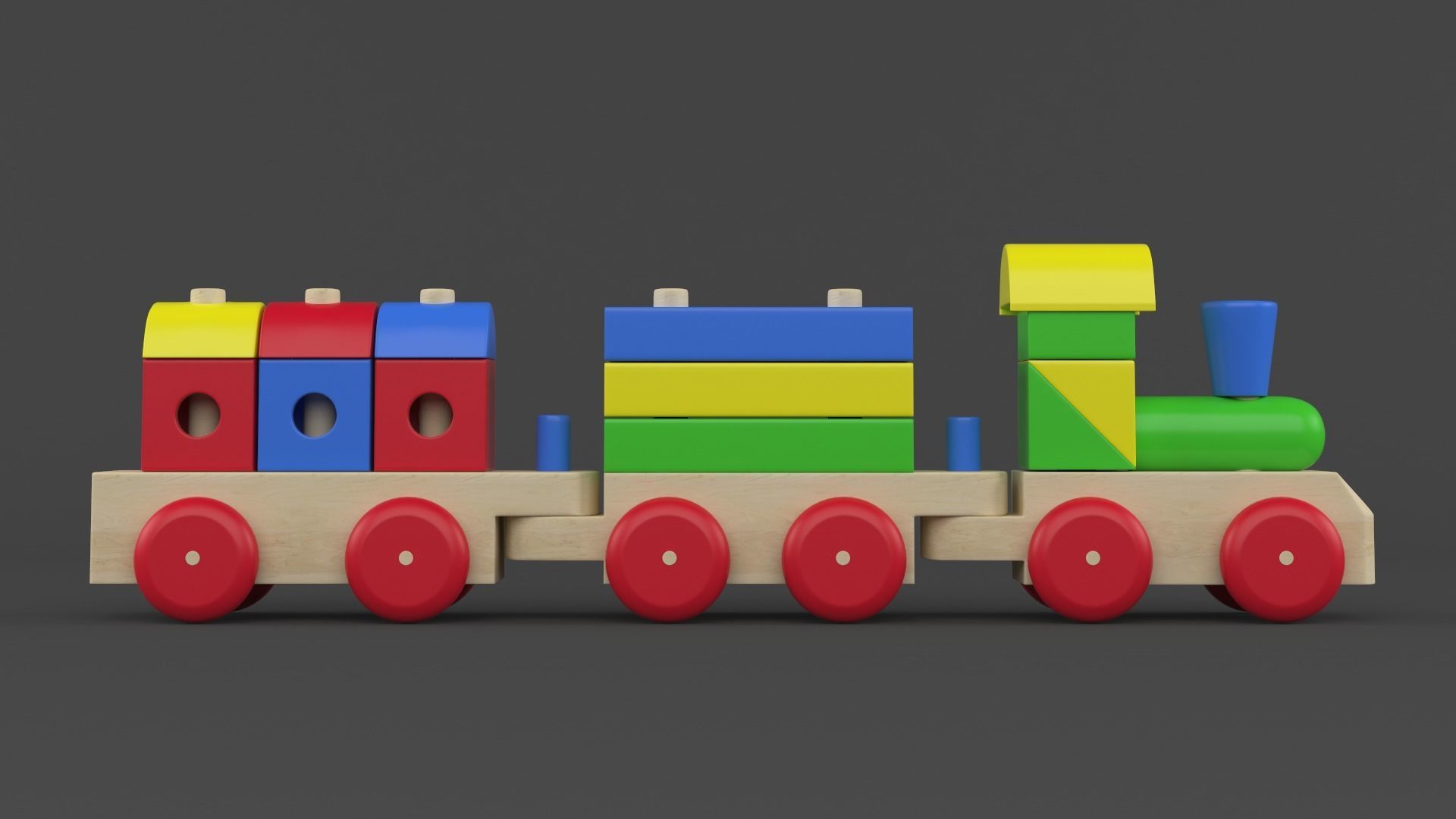 Wooden Toy Train 3D model_5