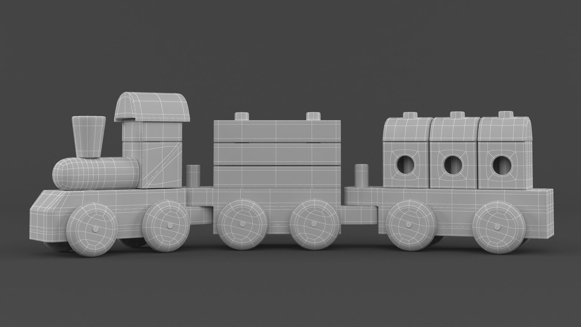 Wooden Toy Train 3D model_6