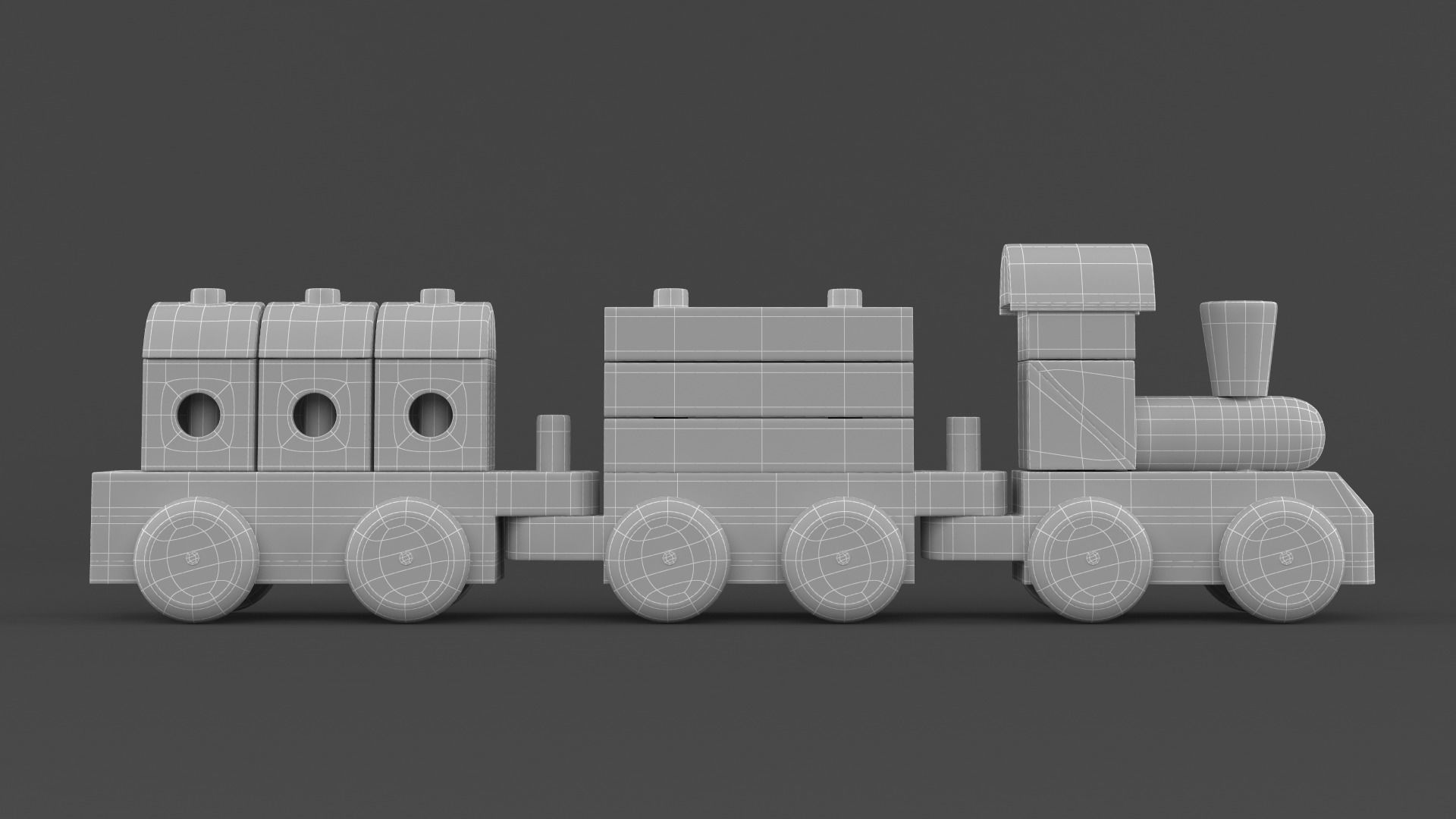 Wooden Toy Train 3D model_11