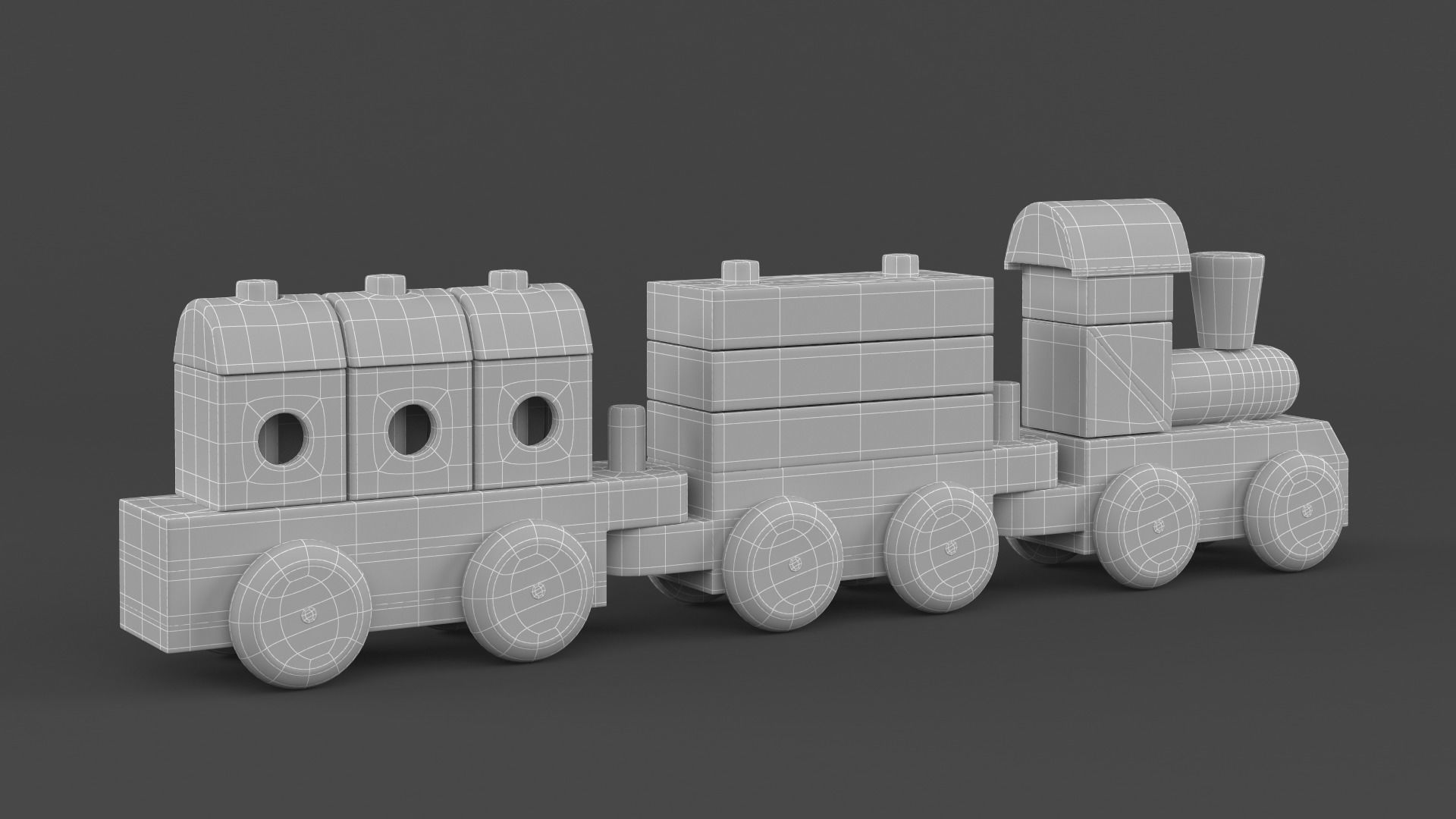 Wooden Toy Train 3D model_10