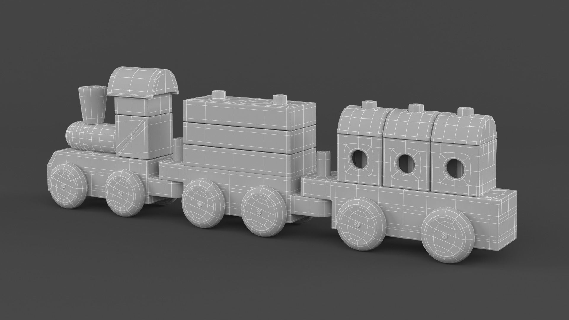 Wooden Toy Train 3D model_8