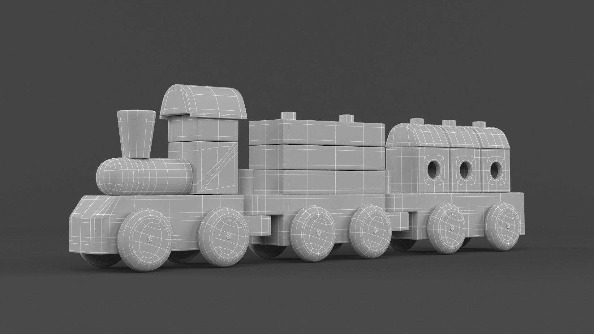 Wooden Toy Train 3D model_9