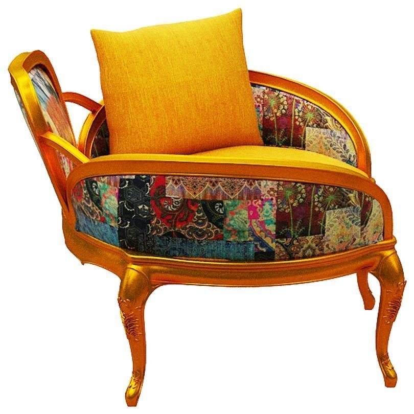 Classical sofa single seater Low-poly 3D model_3