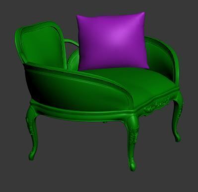 Classical sofa single seater Low-poly 3D model_8