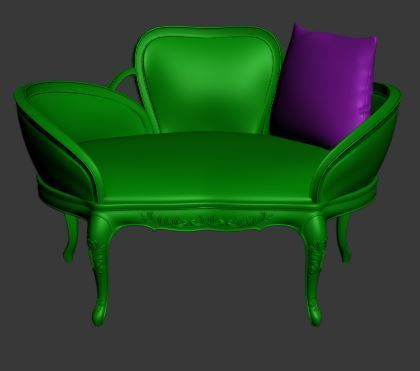 Classical sofa single seater Low-poly 3D model_6