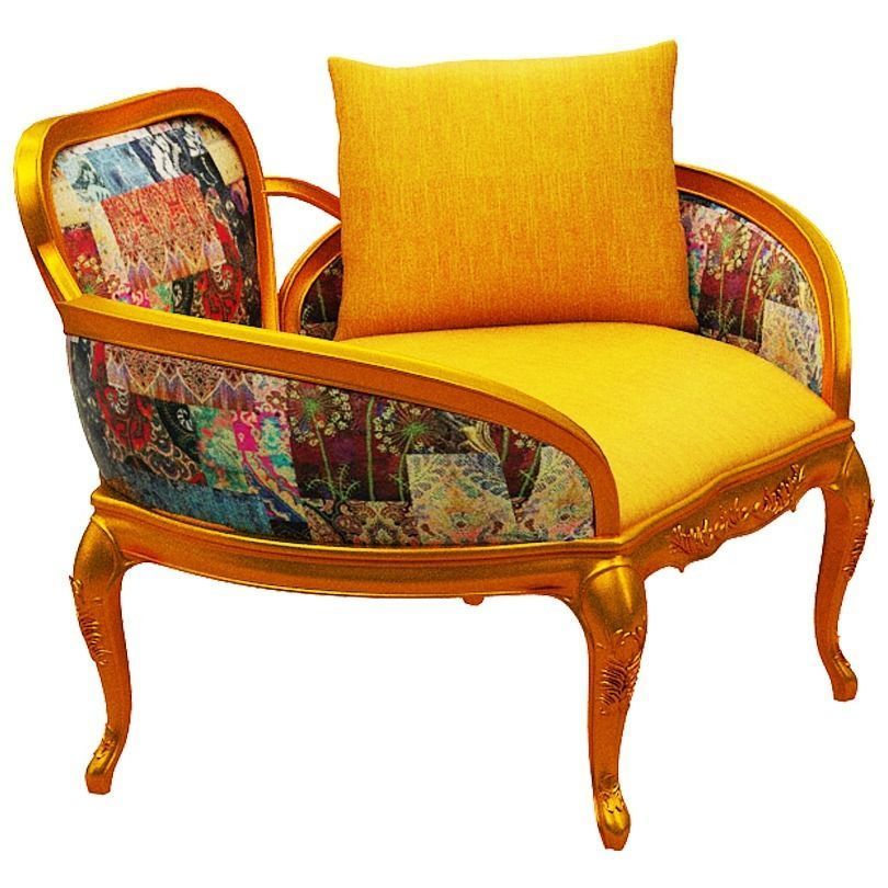 Classical sofa single seater Low-poly 3D model_2