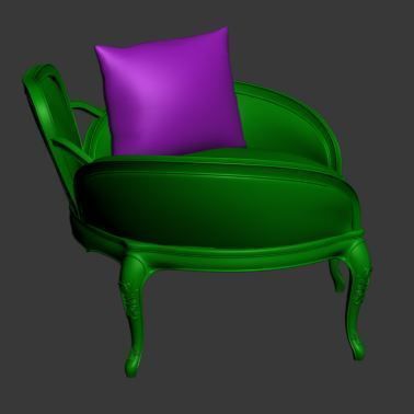 Classical sofa single seater Low-poly 3D model_9