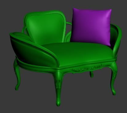 Classical sofa single seater Low-poly 3D model_7