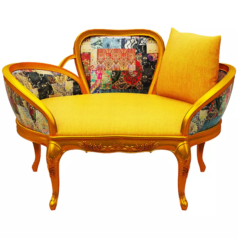 Classical sofa single seater Low-poly 3D model_0