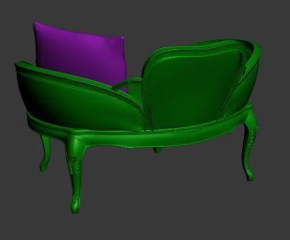 Classical sofa single seater Low-poly 3D model_12