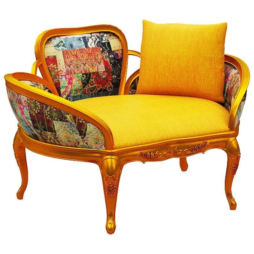 Classical sofa single seater Low-poly 3D model_1