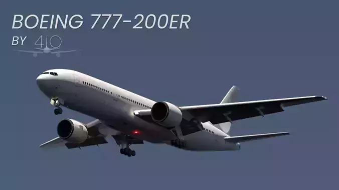 ANIMATED Boeing 777-200ER - Blank Livery 3D model
