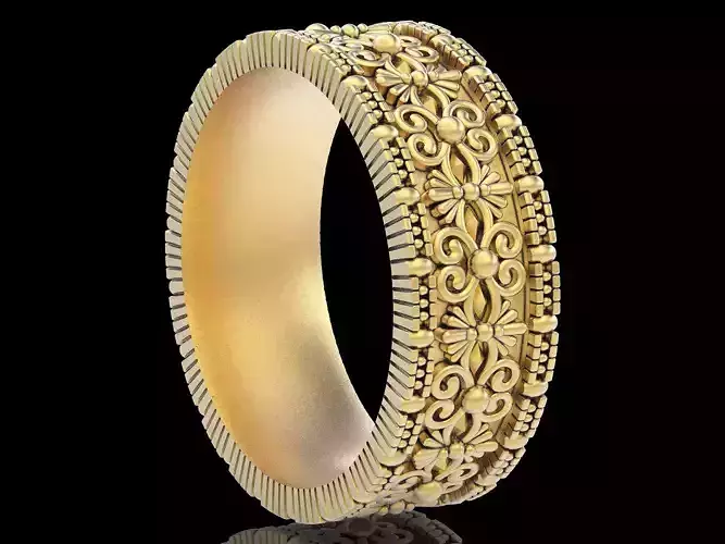 Carving Lux ring silver gold sterling printable jewelry 3D model