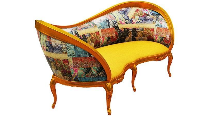 Classical sofa set Low-poly 3D model_12