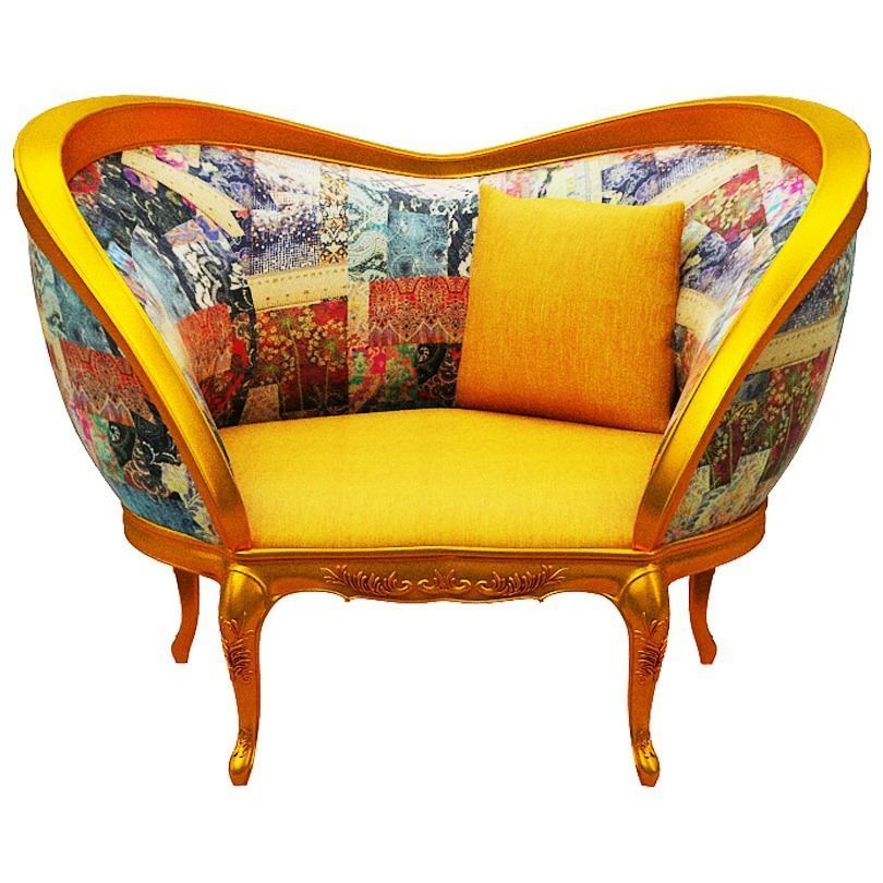 Classical sofa set Low-poly 3D model_8