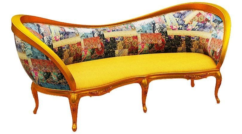 Classical sofa set Low-poly 3D model_9