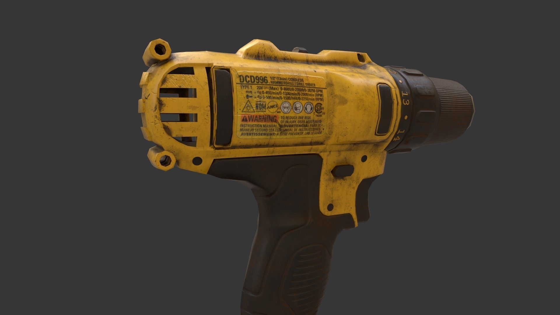 Dewalt Screwdriver Low-poly 3D model_6