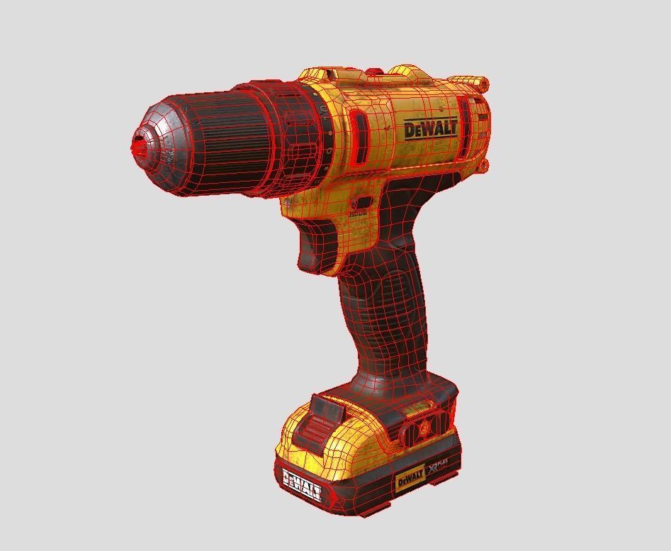 Dewalt Screwdriver Low-poly 3D model_11