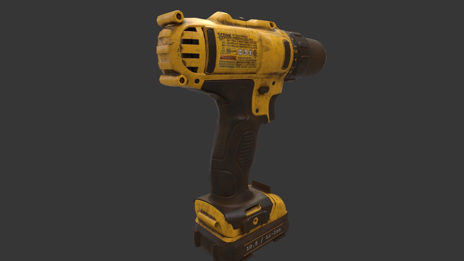 Dewalt Screwdriver Low-poly 3D model_2
