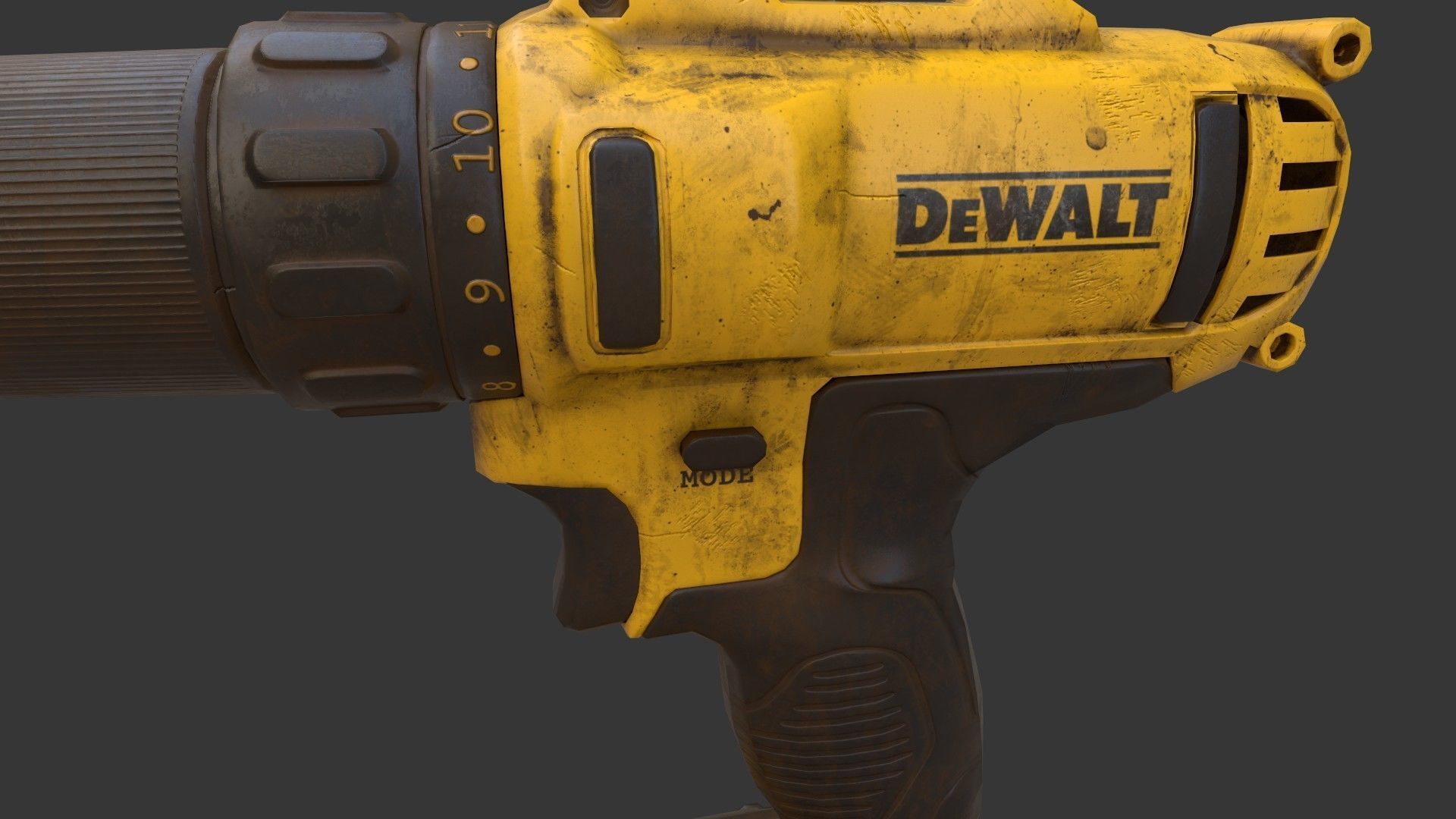 Dewalt Screwdriver Low-poly 3D model_3