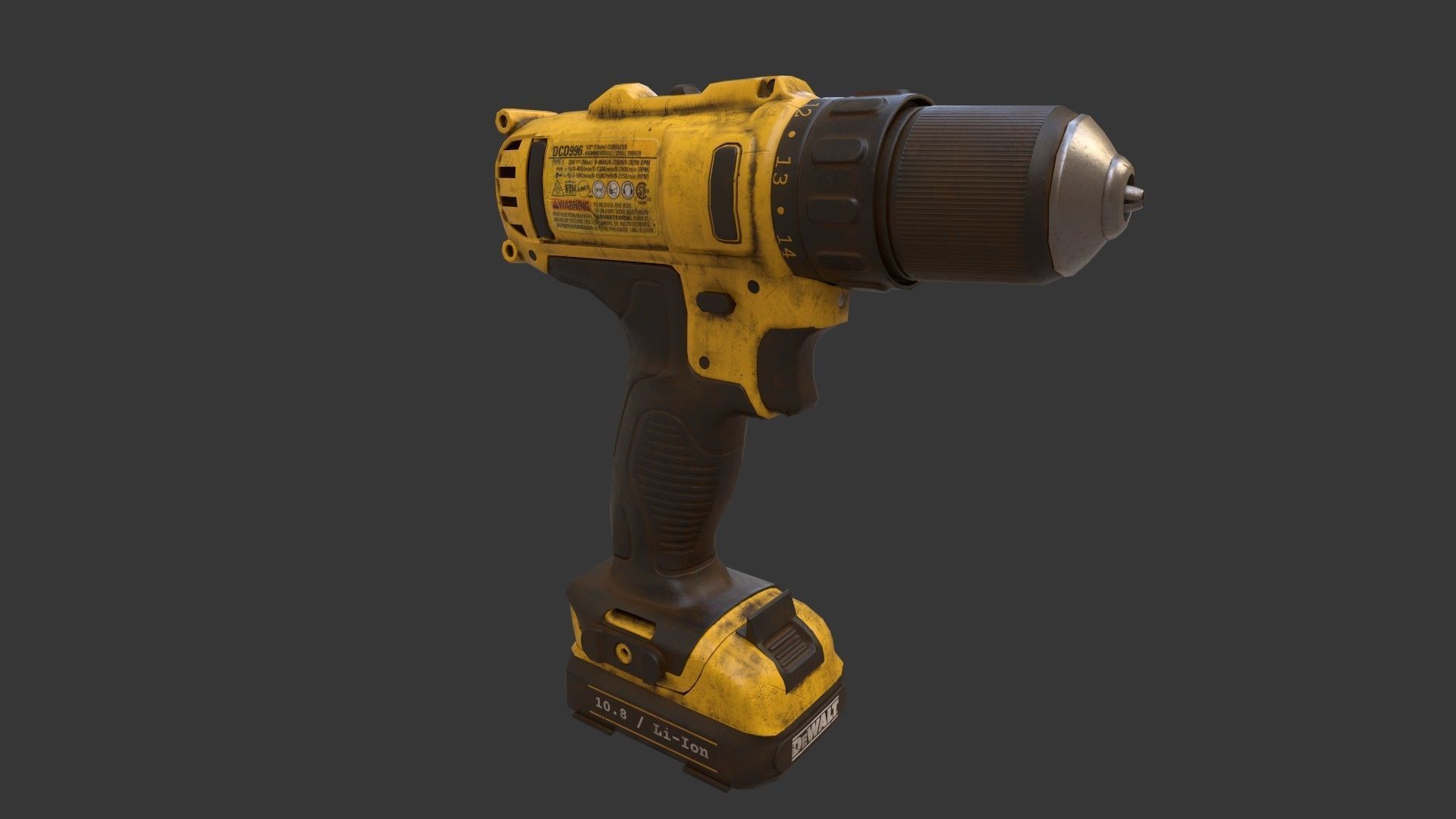 Dewalt Screwdriver Low-poly 3D model_1