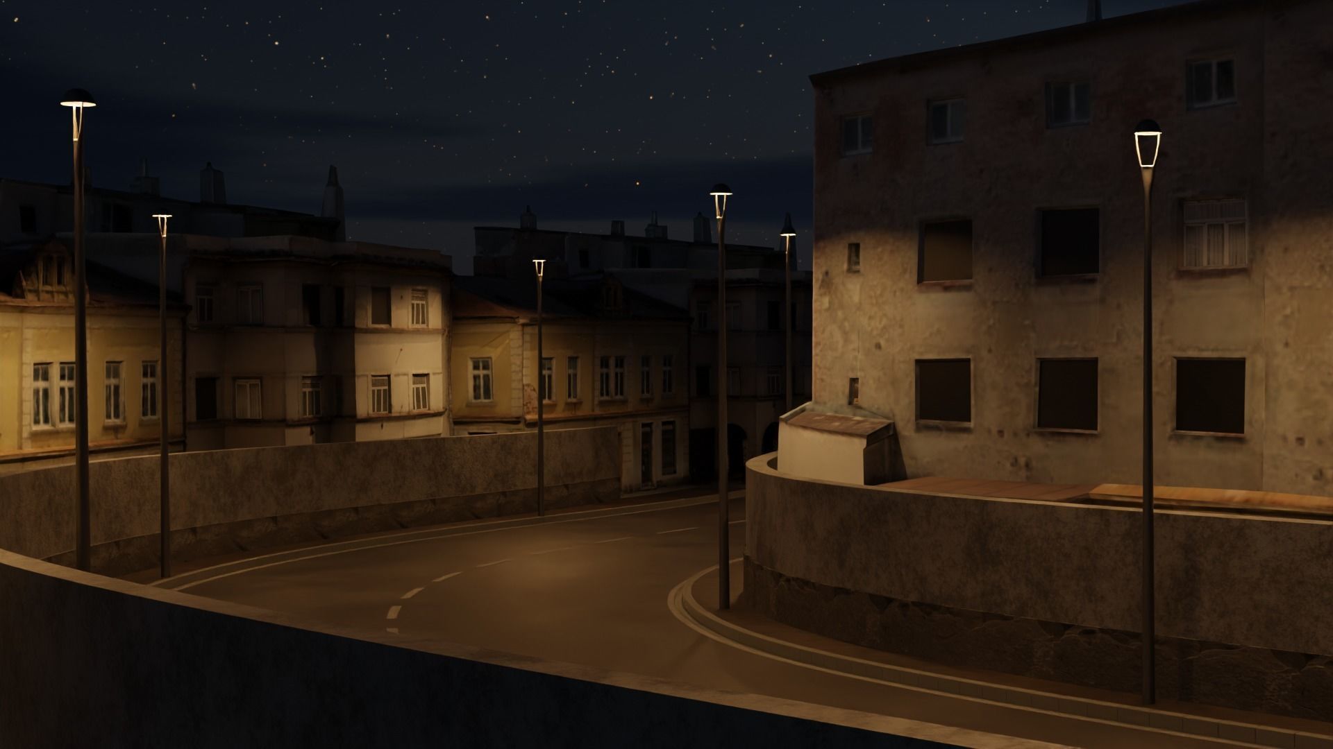 Modern city landscape model 3D model_1