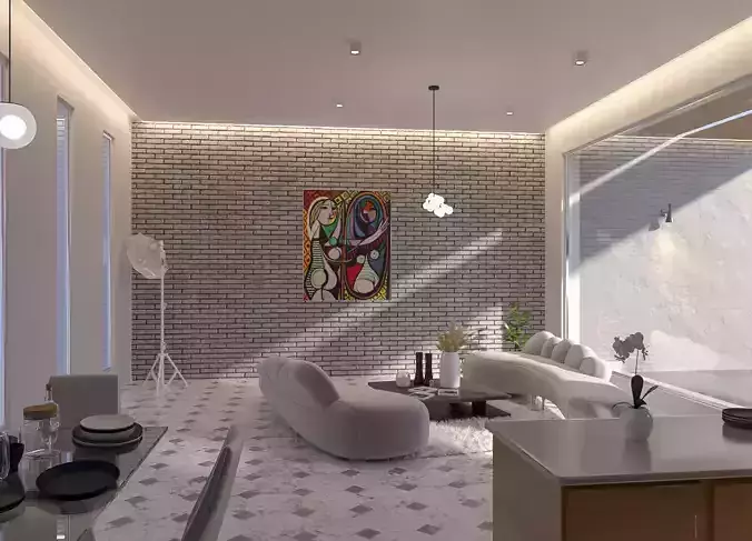 Modern Interior Living and dining room 