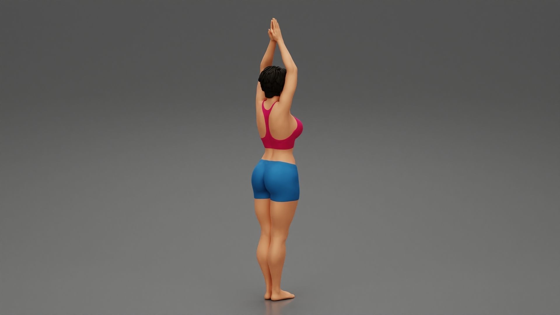 Woman doing Upward salute pose urdhva hastasana exercise 3D print model_2