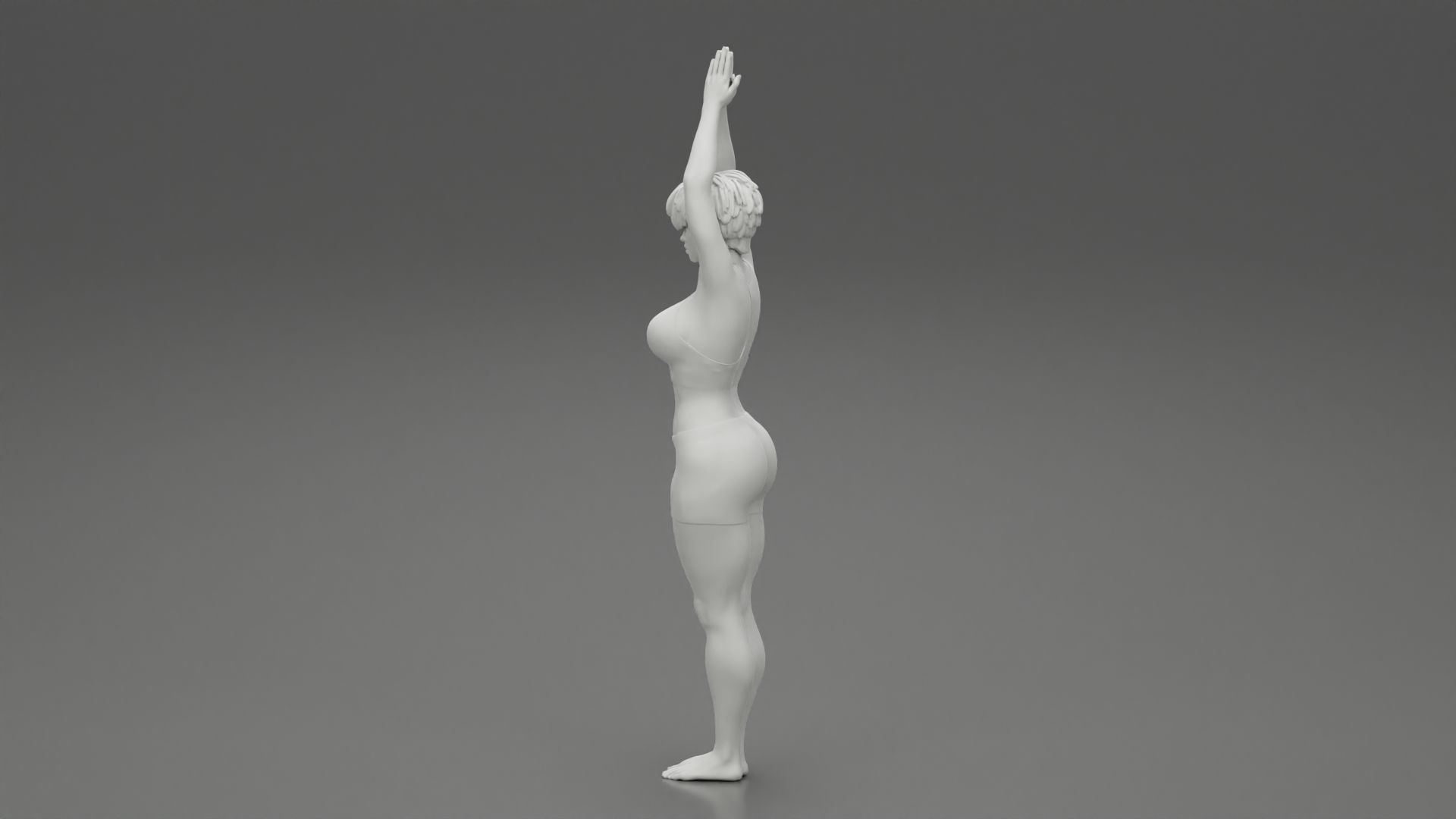 Woman doing Upward salute pose urdhva hastasana exercise 3D print model_10