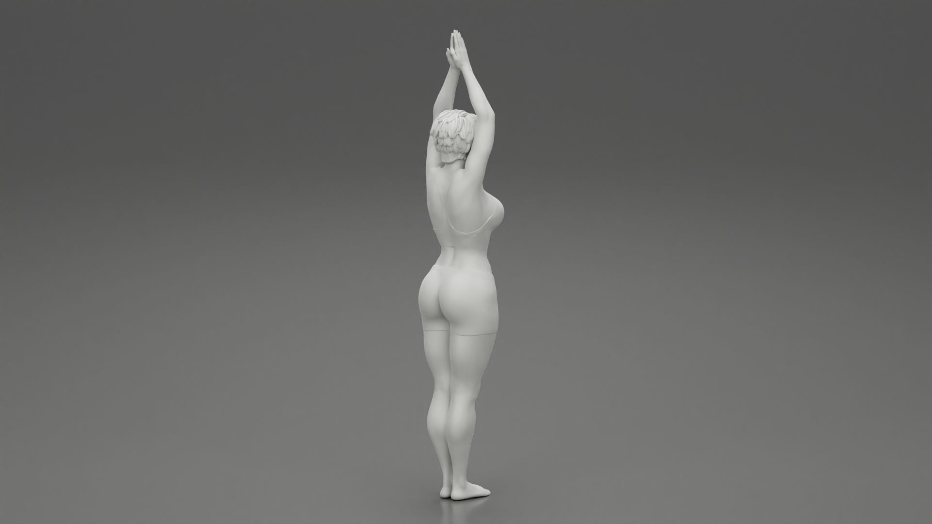 Woman doing Upward salute pose urdhva hastasana exercise 3D print model_8