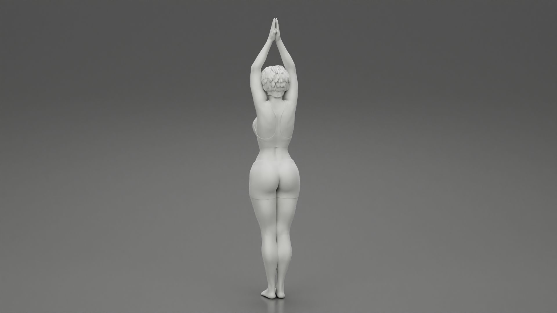Woman doing Upward salute pose urdhva hastasana exercise 3D print model_9
