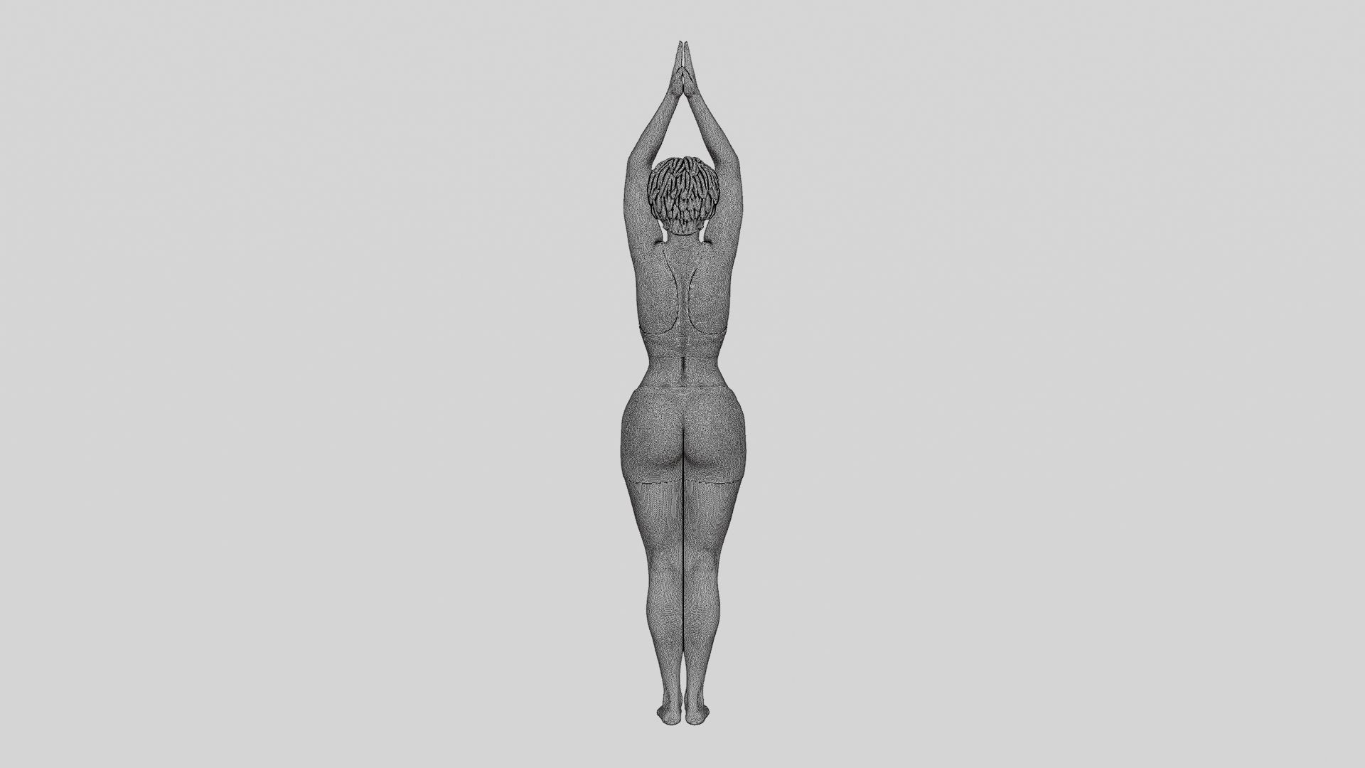 Woman doing Upward salute pose urdhva hastasana exercise 3D print model_13