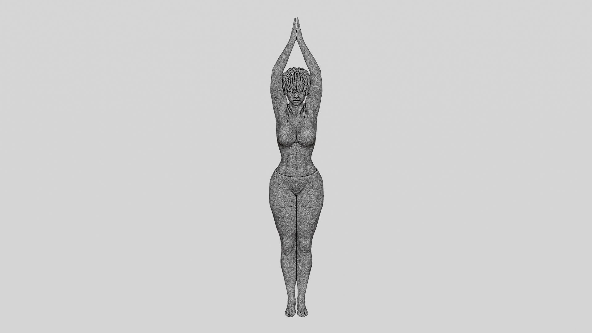 Woman doing Upward salute pose urdhva hastasana exercise 3D print model_12