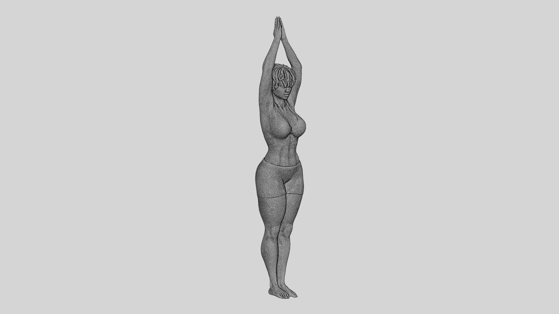 Woman doing Upward salute pose urdhva hastasana exercise 3D print model_14