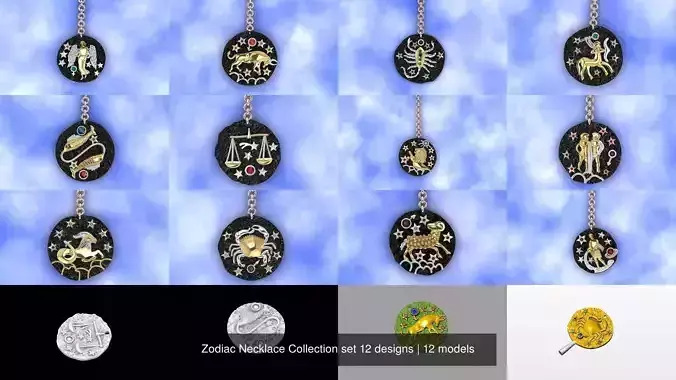 Zodiac Necklace Collection set 12 designs