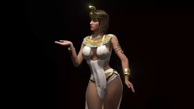 Cleopatra egyptian goddess Low-poly 3D model