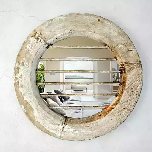 Old Iron and Wood Window Mirror