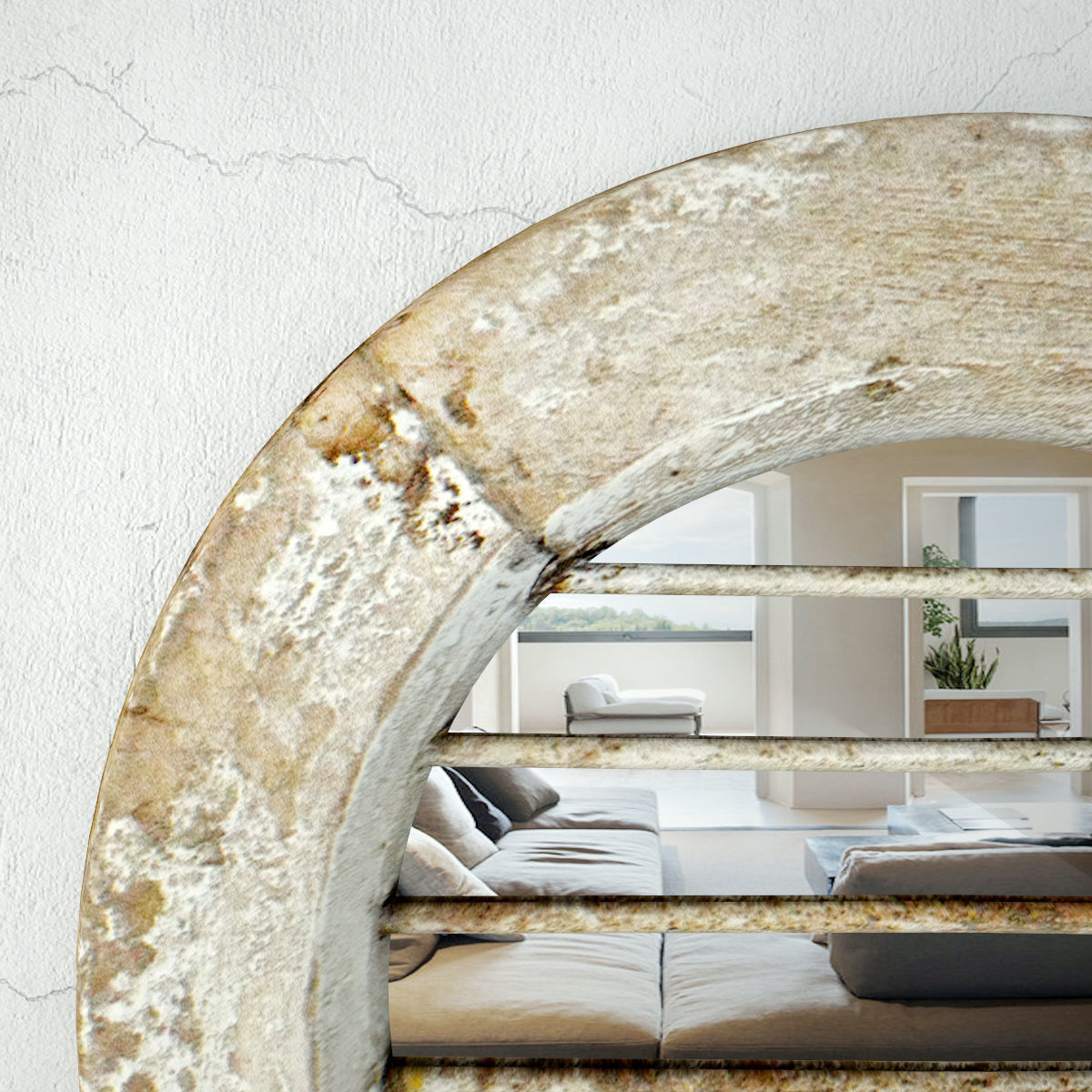 Old Iron and Wood Window Mirror 3D model_5