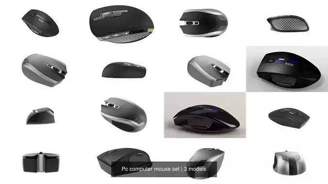 Pc computer mouse set 3D Model Collection