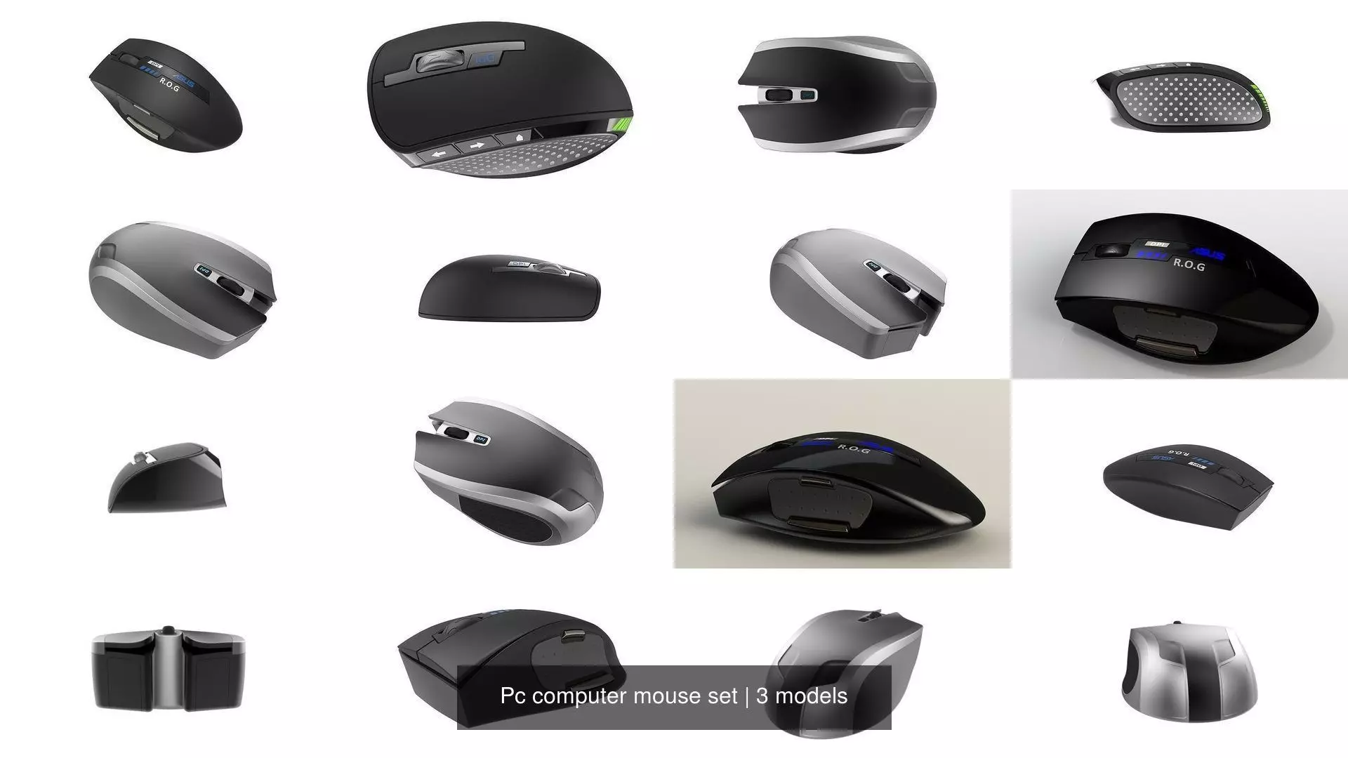 Pc computer mouse set 3D Model Collection_0