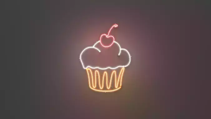 Cupcake 2 - Neon Sign 3D model