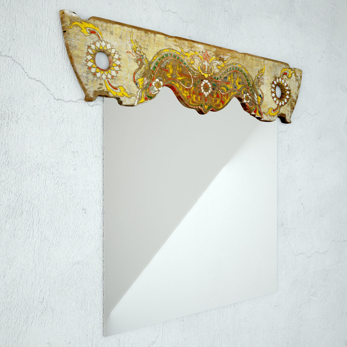 Old Thai Wagon Panel Mirror 3D model_3