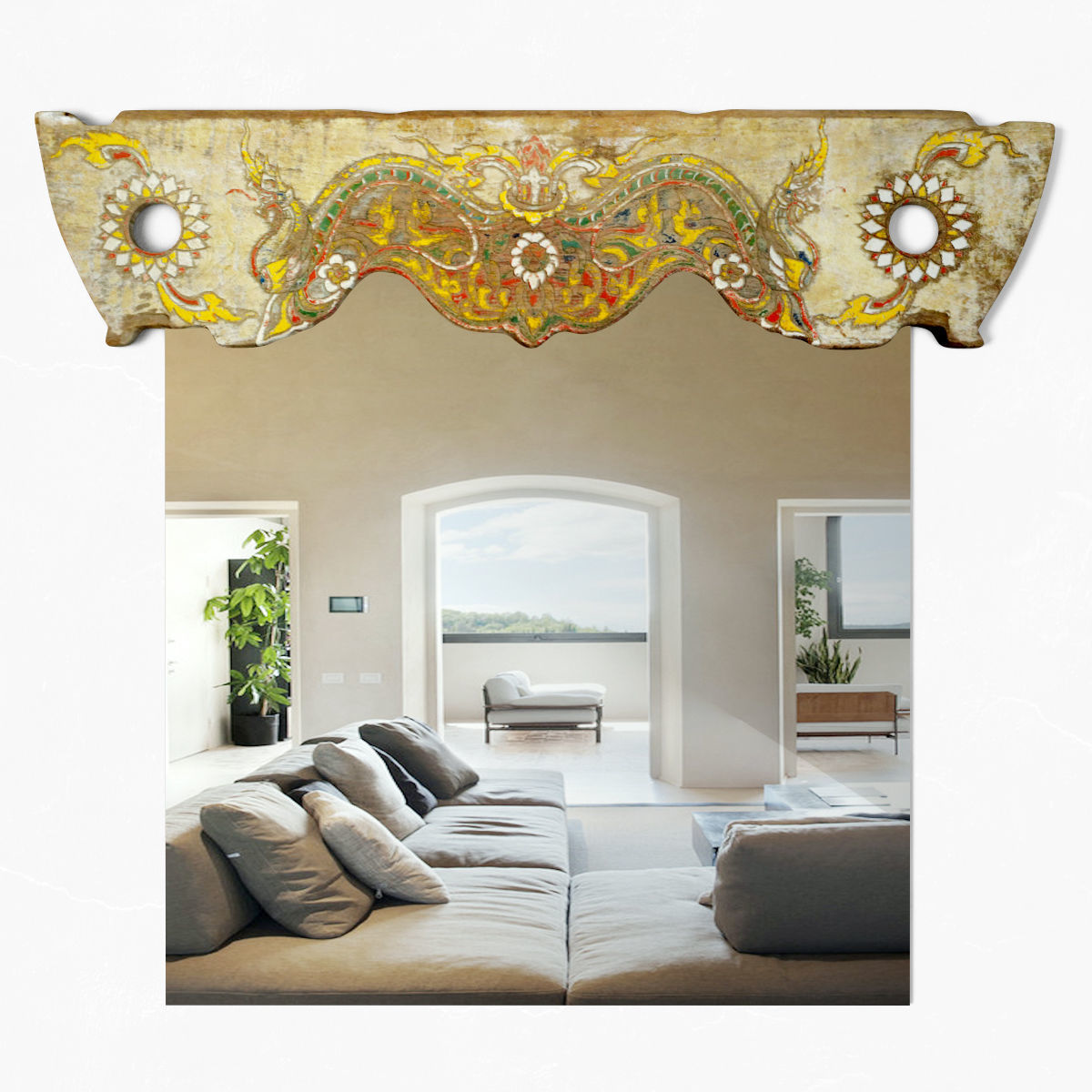 Old Thai Wagon Panel Mirror 3D model_1