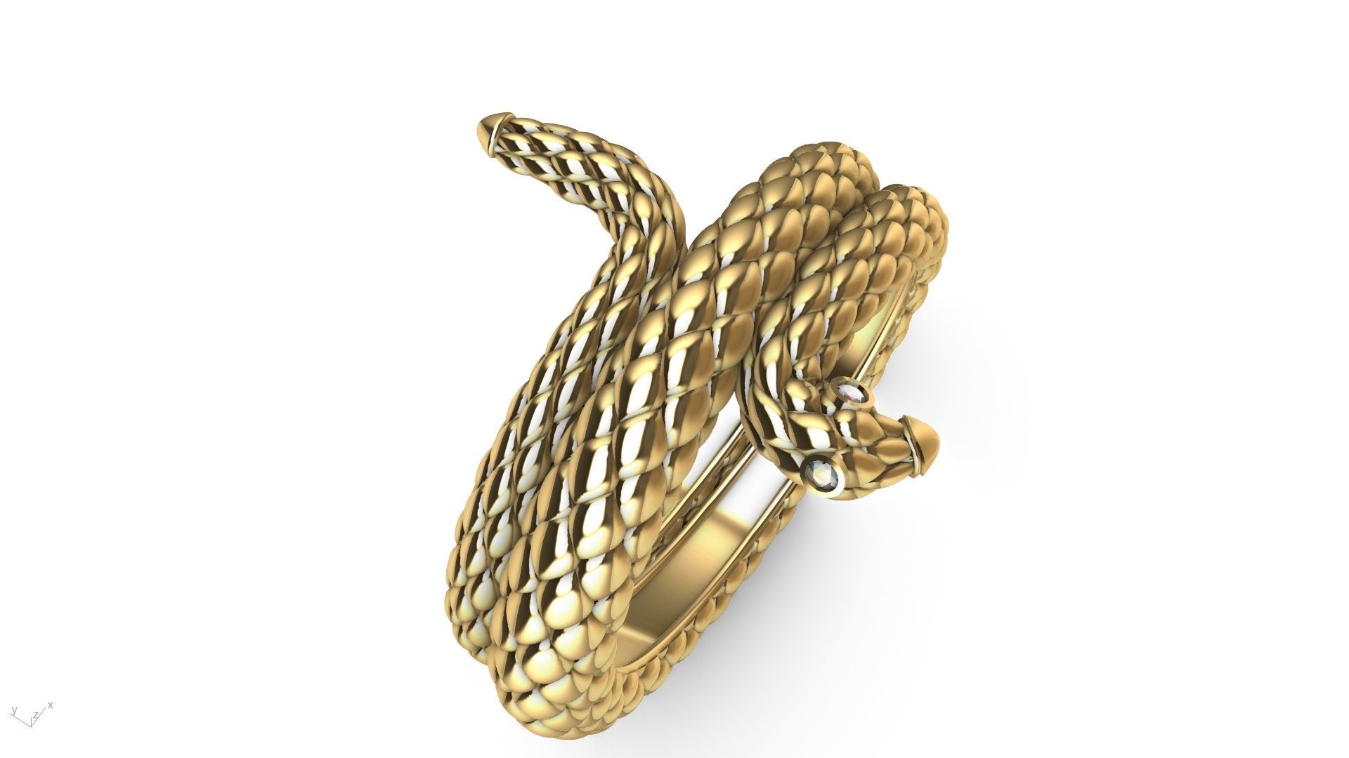 Curled snake ring stl verified 3D print model_4