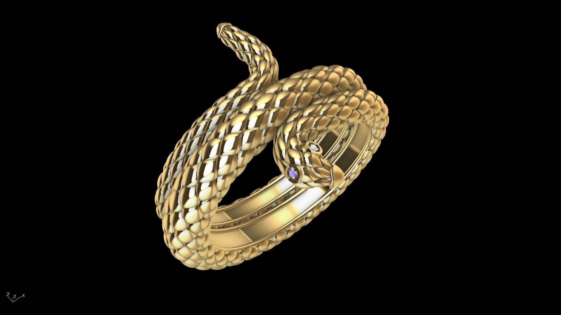 Curled snake ring stl verified 3D print model_18