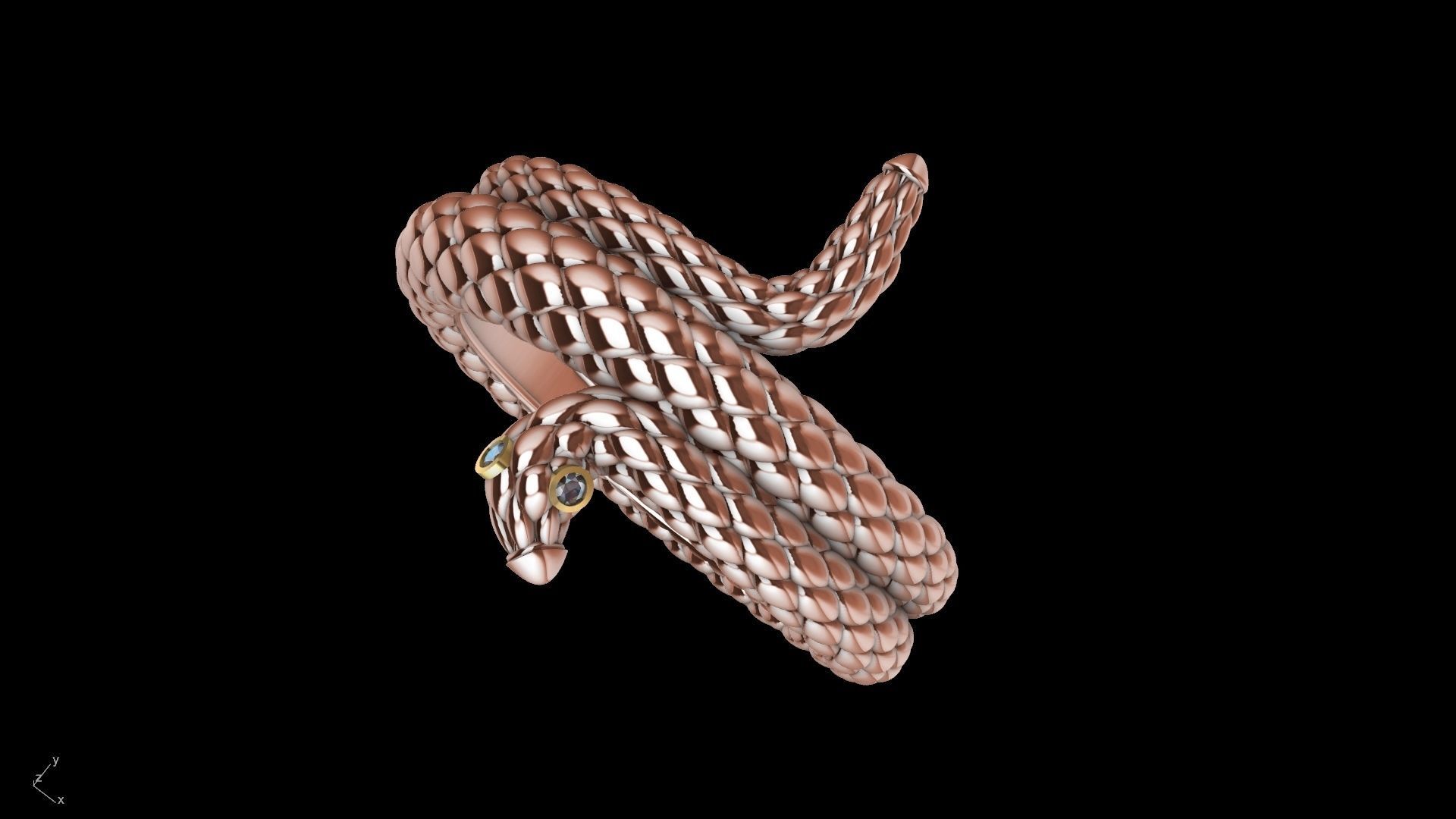 Curled snake ring stl verified 3D print model_31